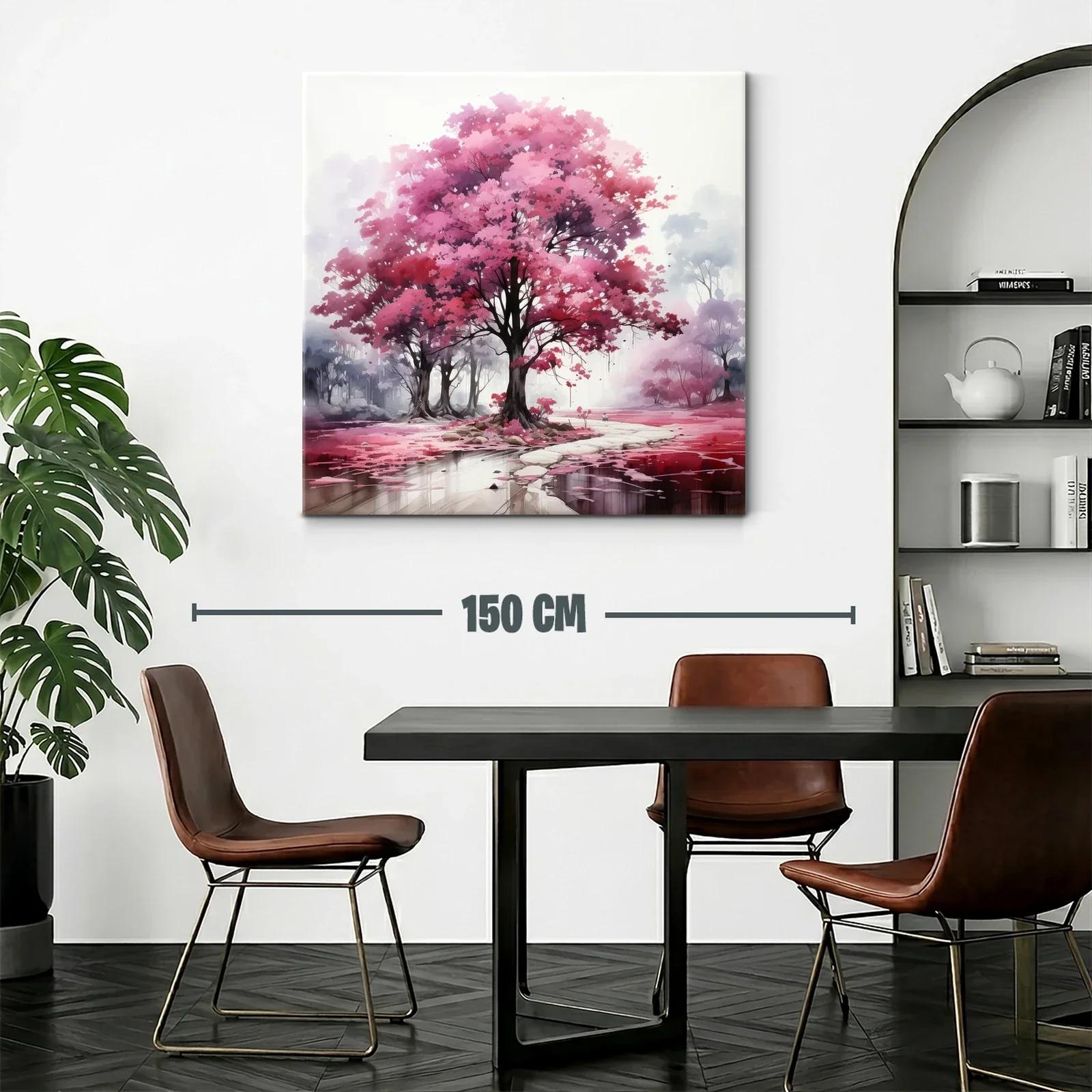 Bosque encantado con árboles de flores rosa vibrante — miniatura 2