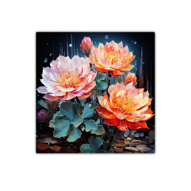 Cuadro decorativo con esplendorosas flores anaranjadas y rosas