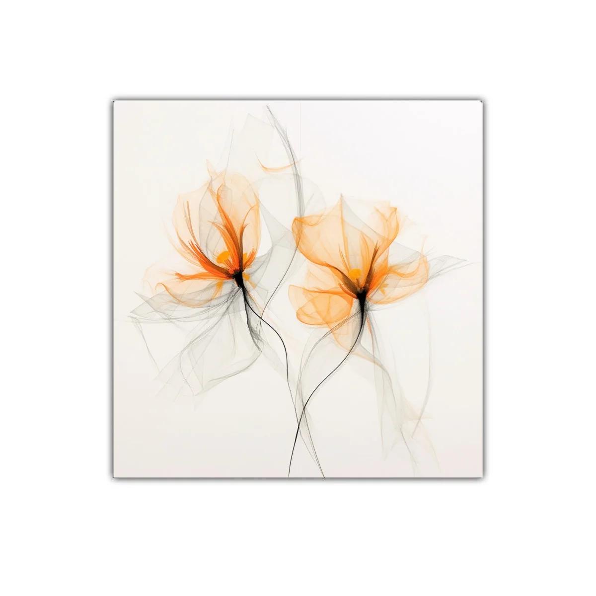 Flores etéreas en tonos naranjas y grises suaves