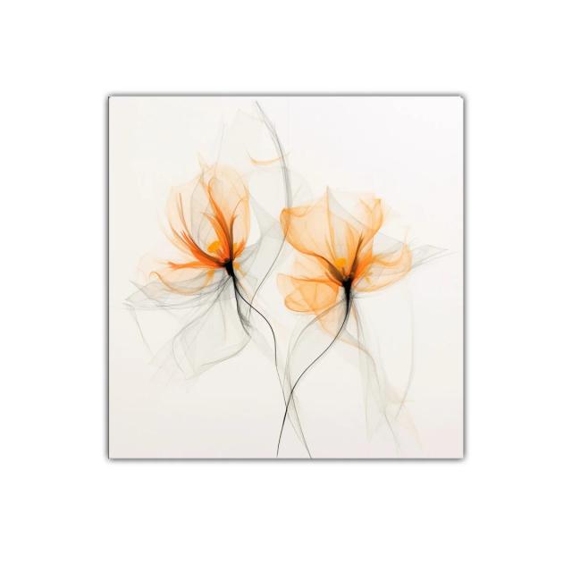 Flores etéreas en tonos naranjas y grises suaves