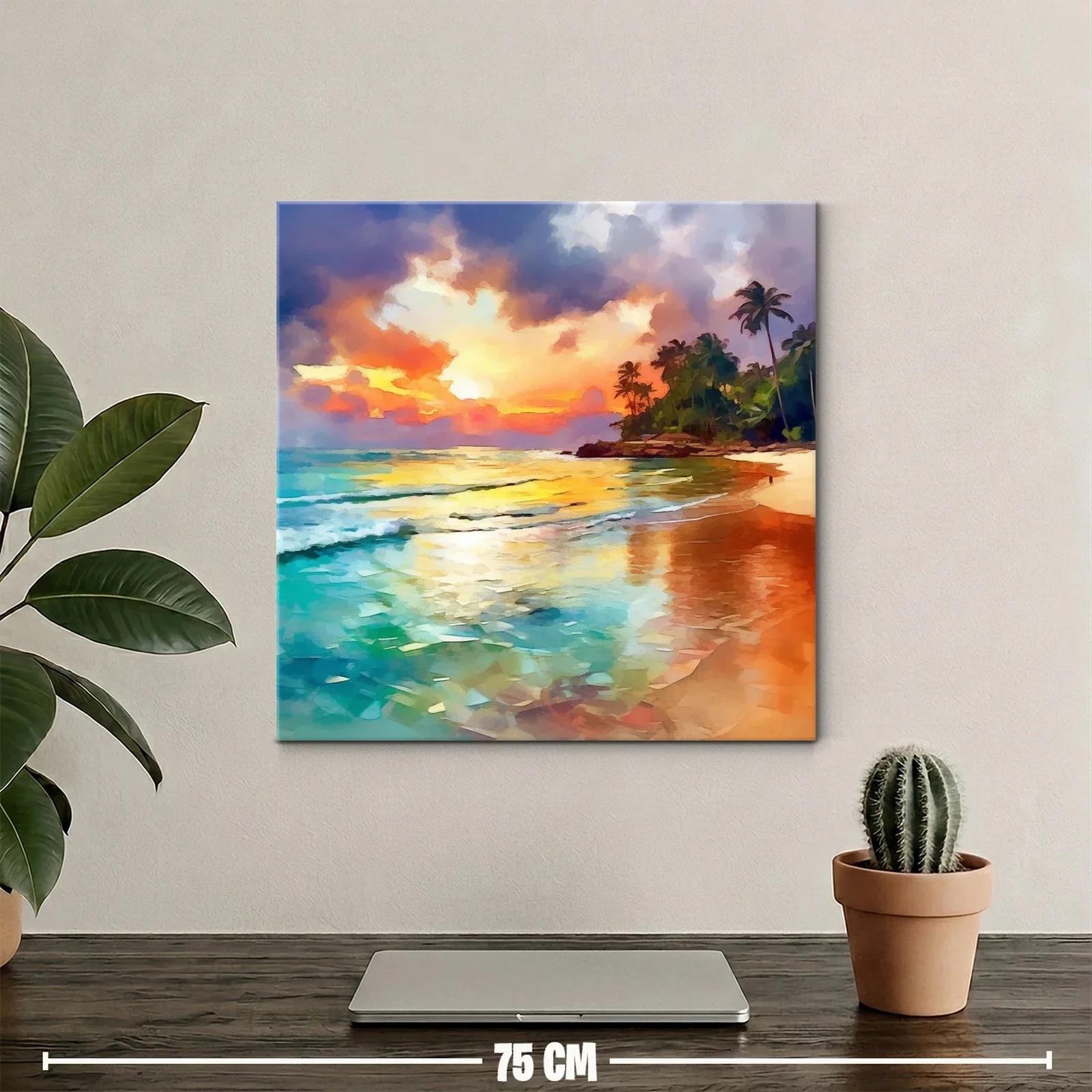 Atardecer tropical con palmeras y mar tranquilo — miniatura 2