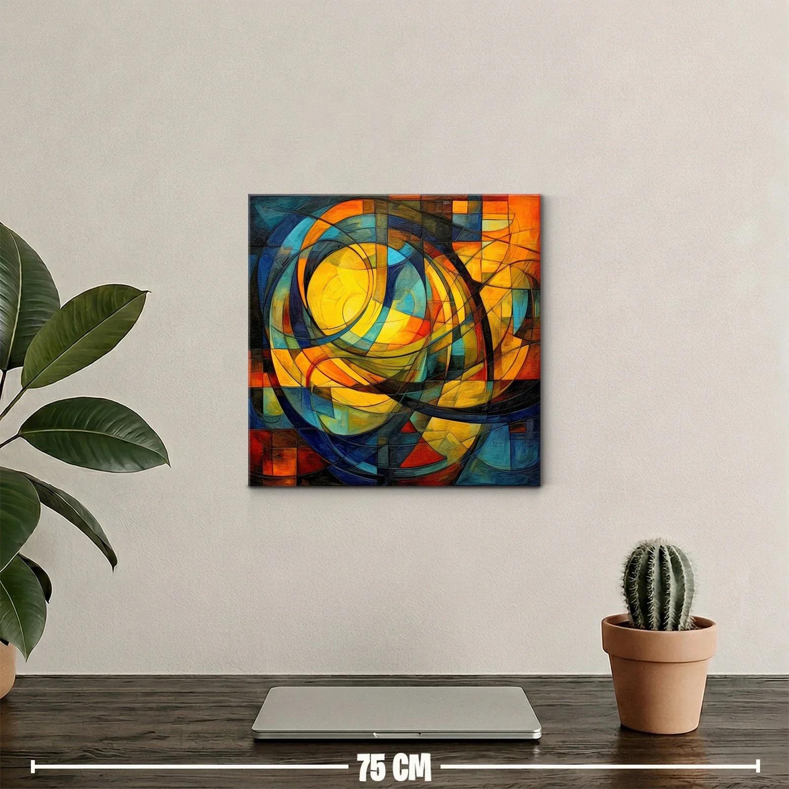 Cuadro abstracto con formas circulares y paleta cálida — miniatura 2