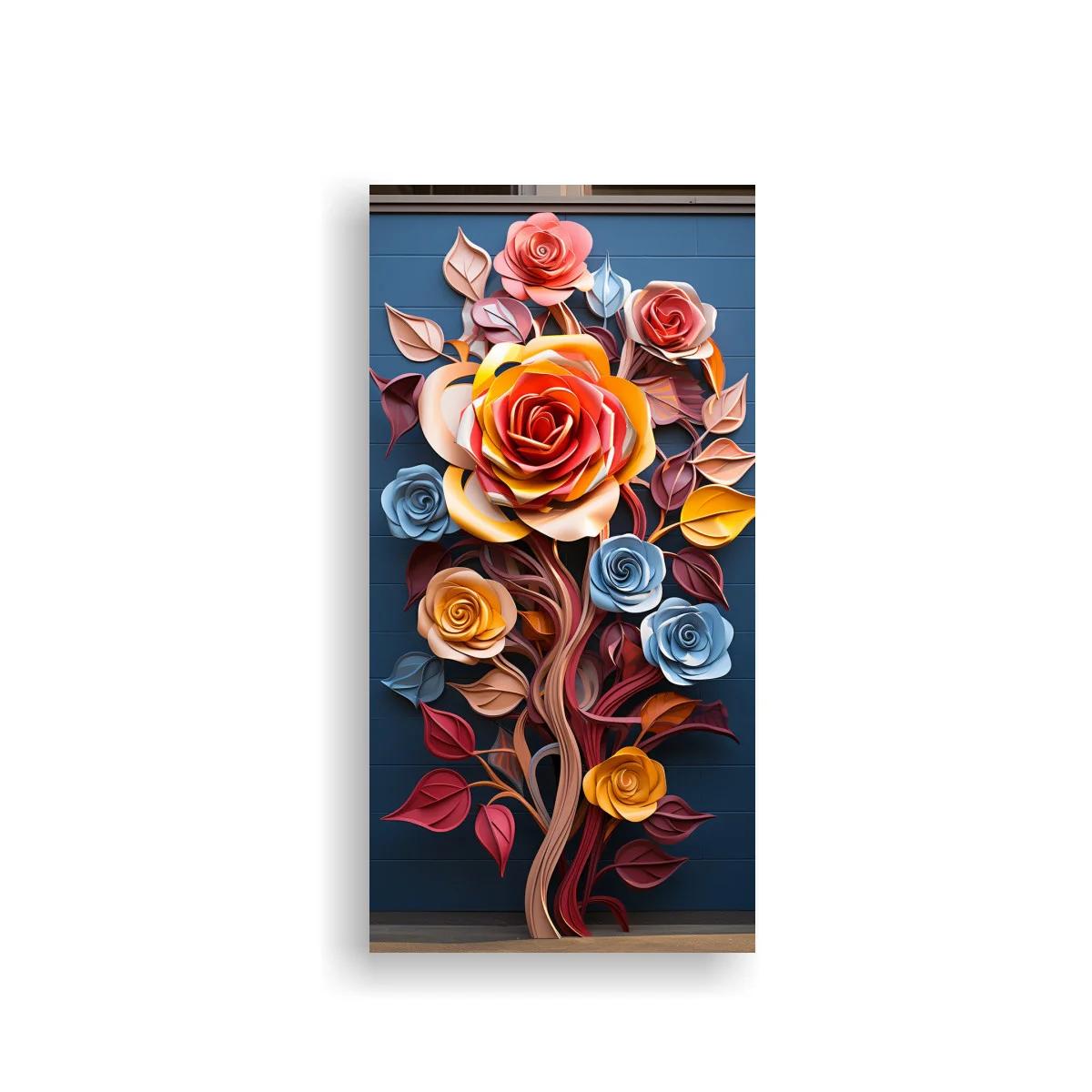 Cuadro ramo de rosas de papel con relieve artesanal — imagen principal