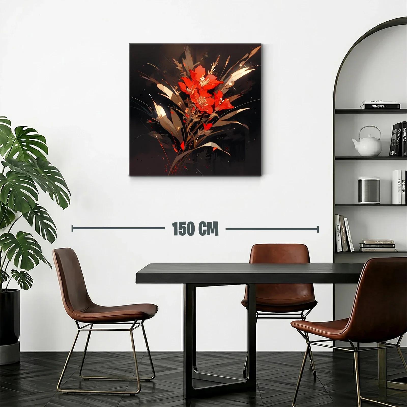 Ramo vibrante de flores rojas con fondo oscuro elegante — miniatura 2