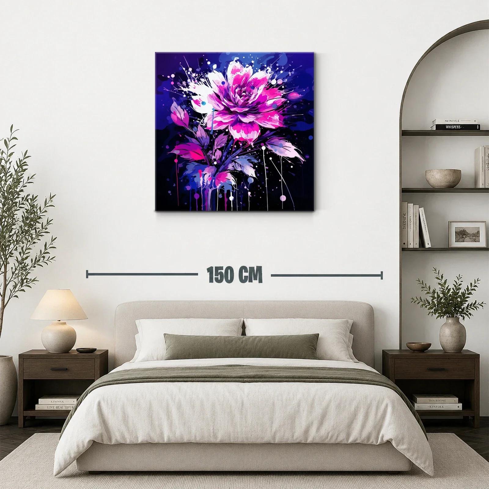 Cuadro de flor vibrante con tonos fucsia y azul marino — miniatura 3