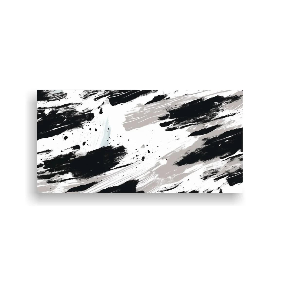 Cuadro pinceladas abstractas en blanco y negro con trazos diagonales — imagen principal