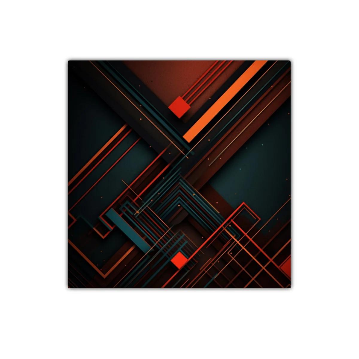 Composición geométrica con líneas y tonos cálidos intensos — imagen principal