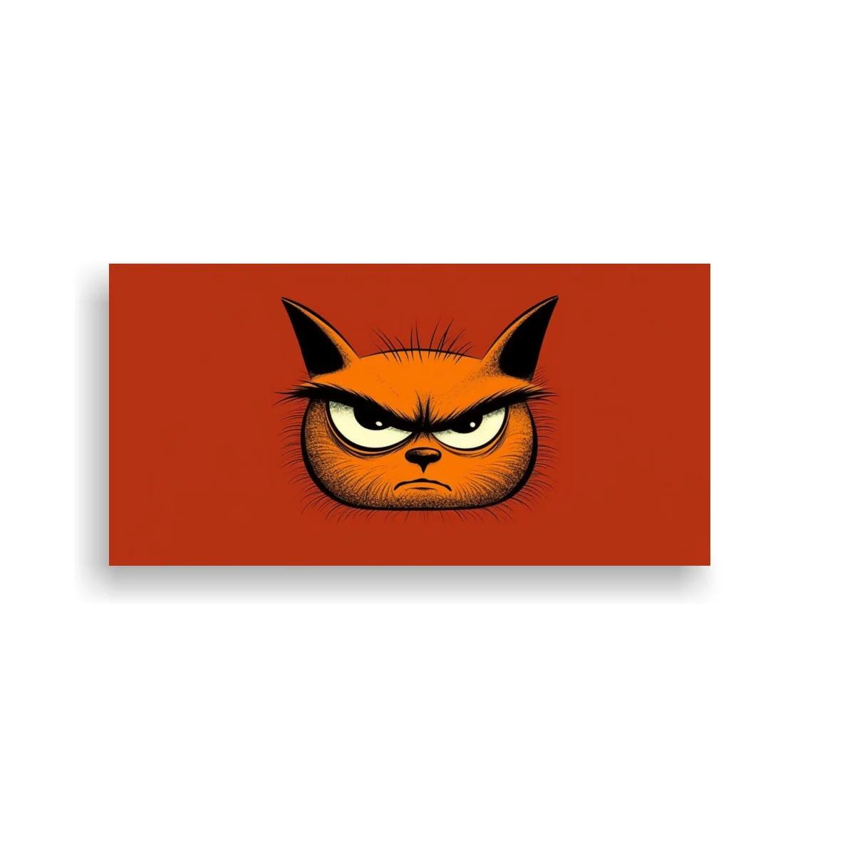 Cuadro cara de gato naranja enfadado con fondo liso — imagen principal