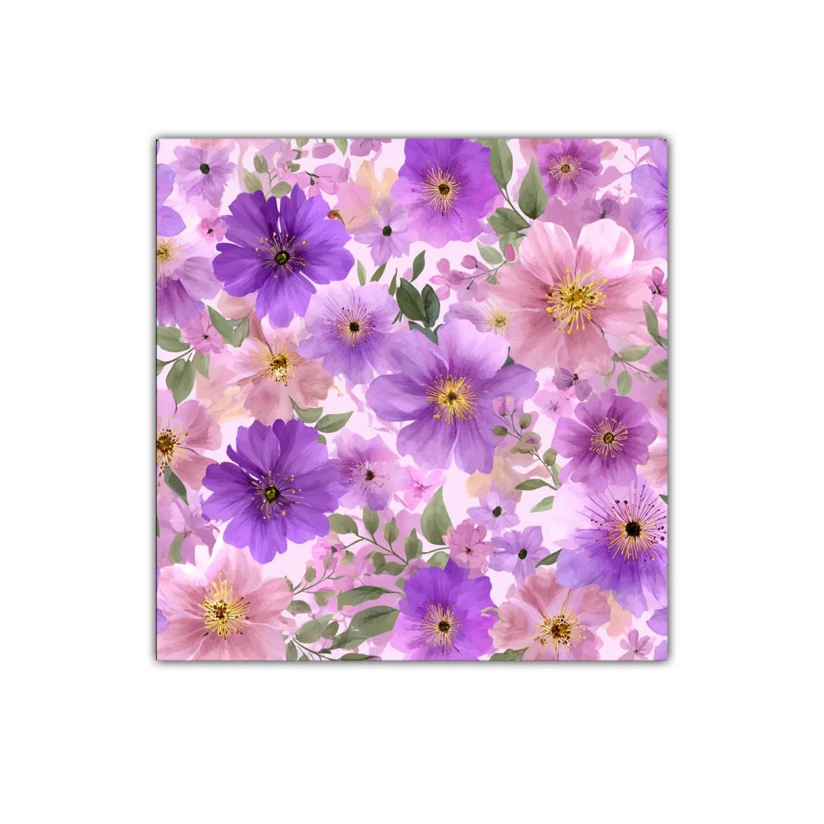 Cuadro floral con delicadas flores en tonos lilas y rosas — imagen principal