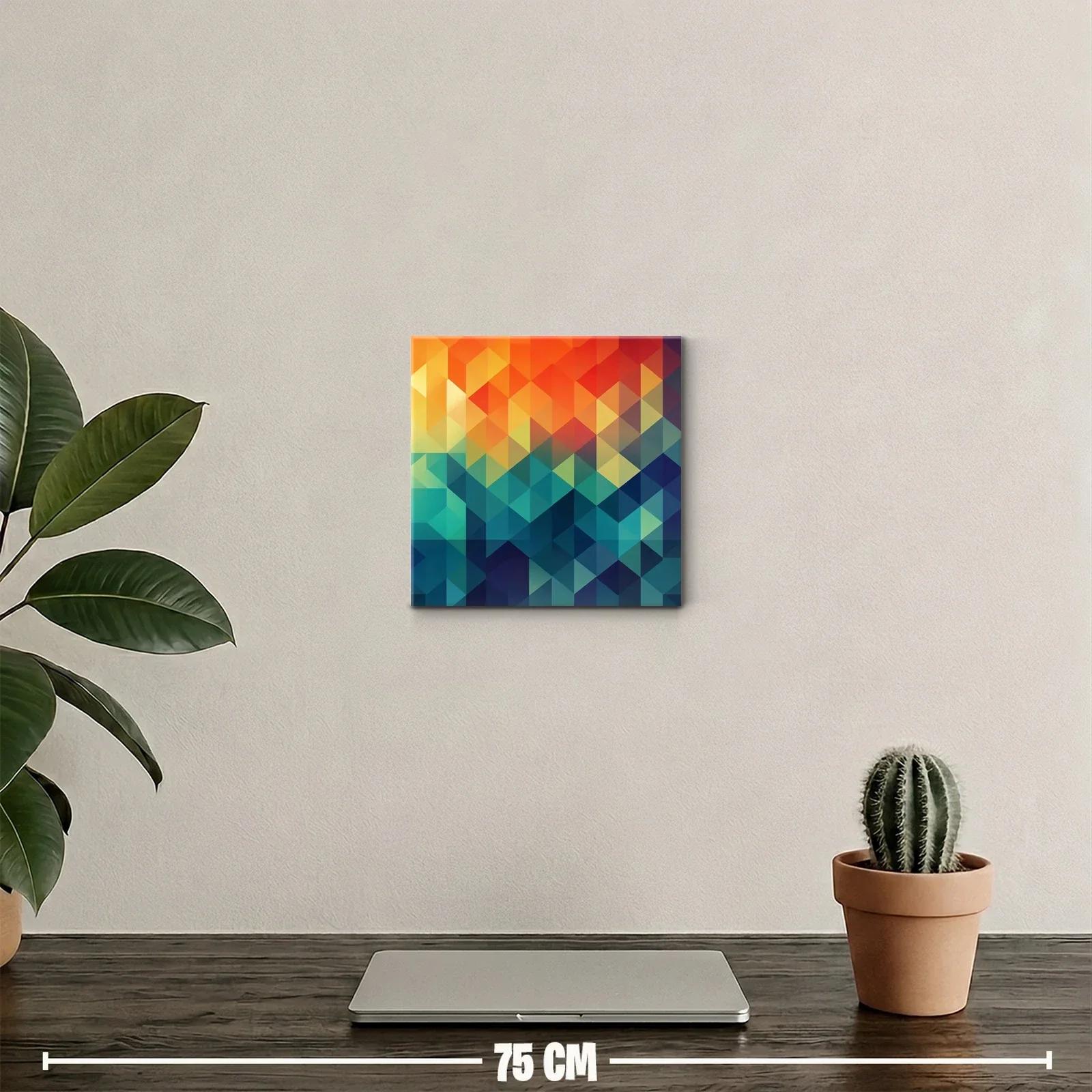 Cuadro decorativo con patrón geométrico en tonos cálidos y fríos — miniatura 2