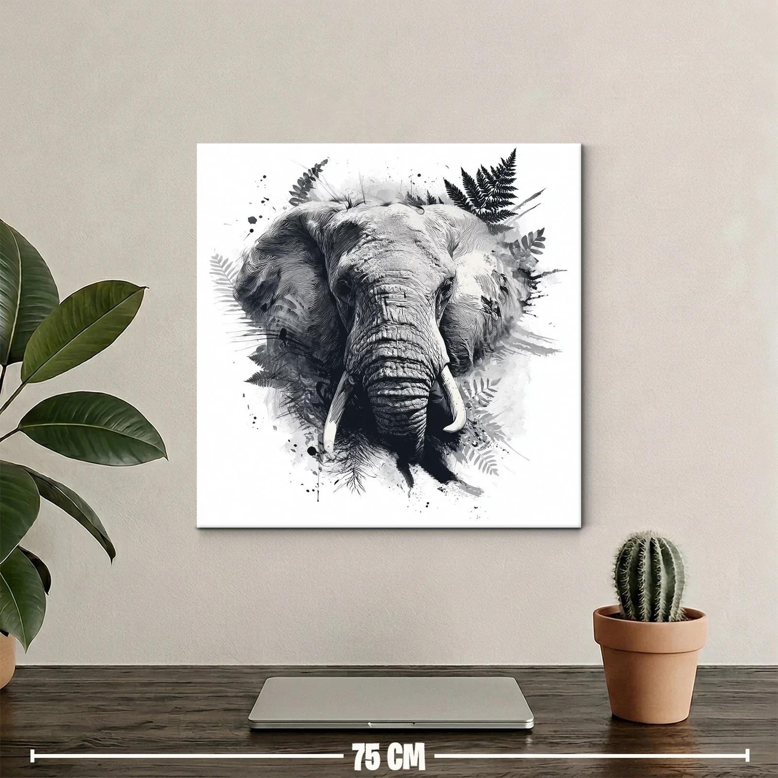 Retrato artístico de elefante en tonos grises y negros — miniatura 2