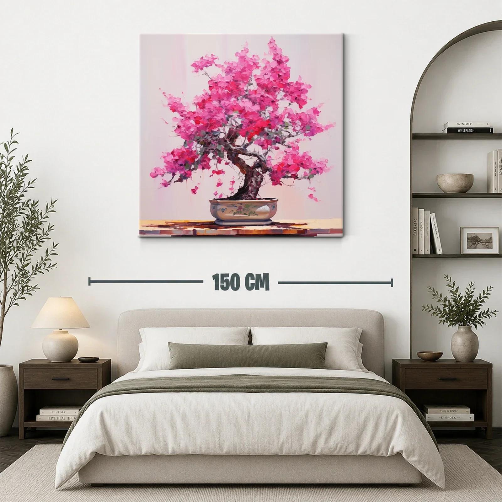 Cuadro con árbol de flores rosas en maceta elegante — miniatura 3
