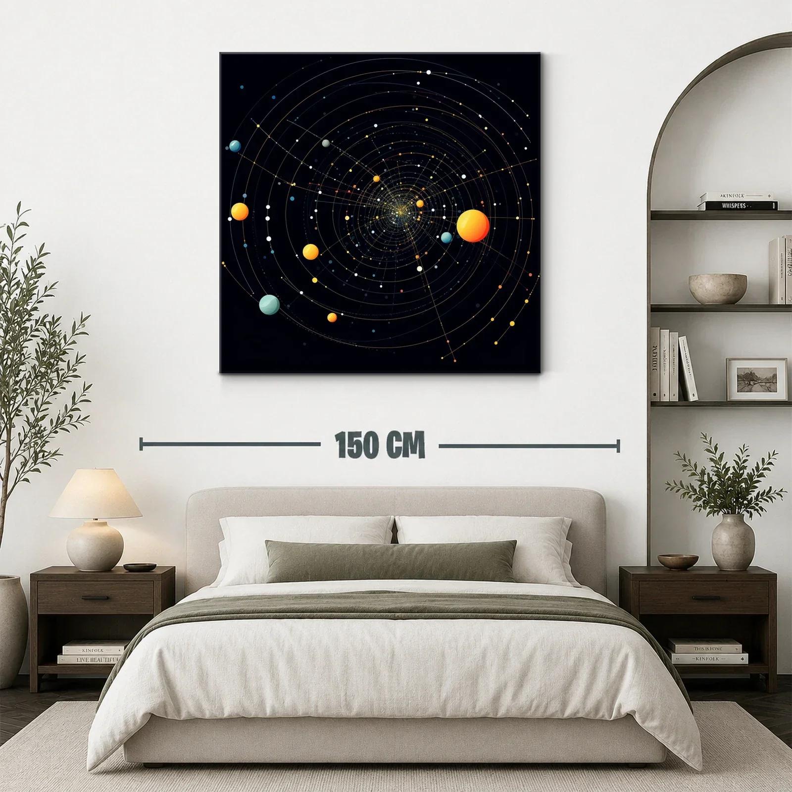 Cuadro abstracto con espiral cósmica y elementos planetarios — miniatura 3