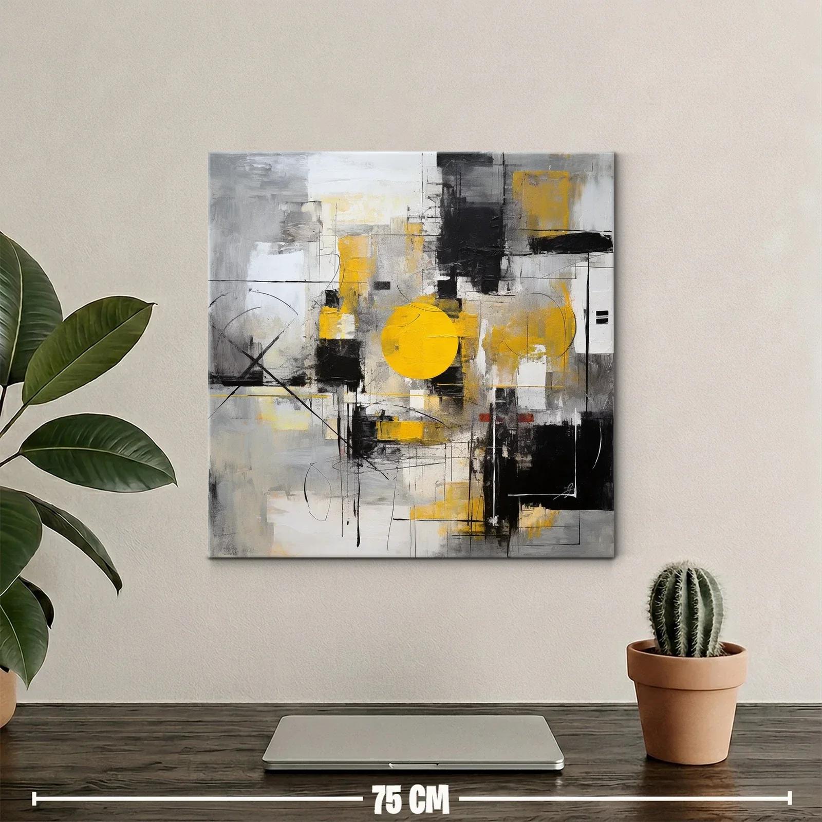Composición abstracta con círculos y tonos grises y amarillos — miniatura 2