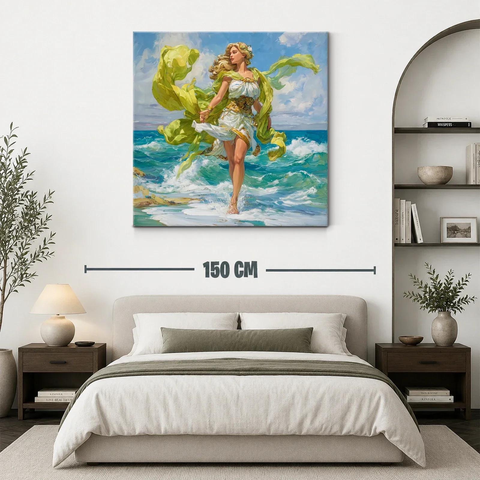 Figura femenina en movimiento junto al mar con tonos vivos — miniatura 3