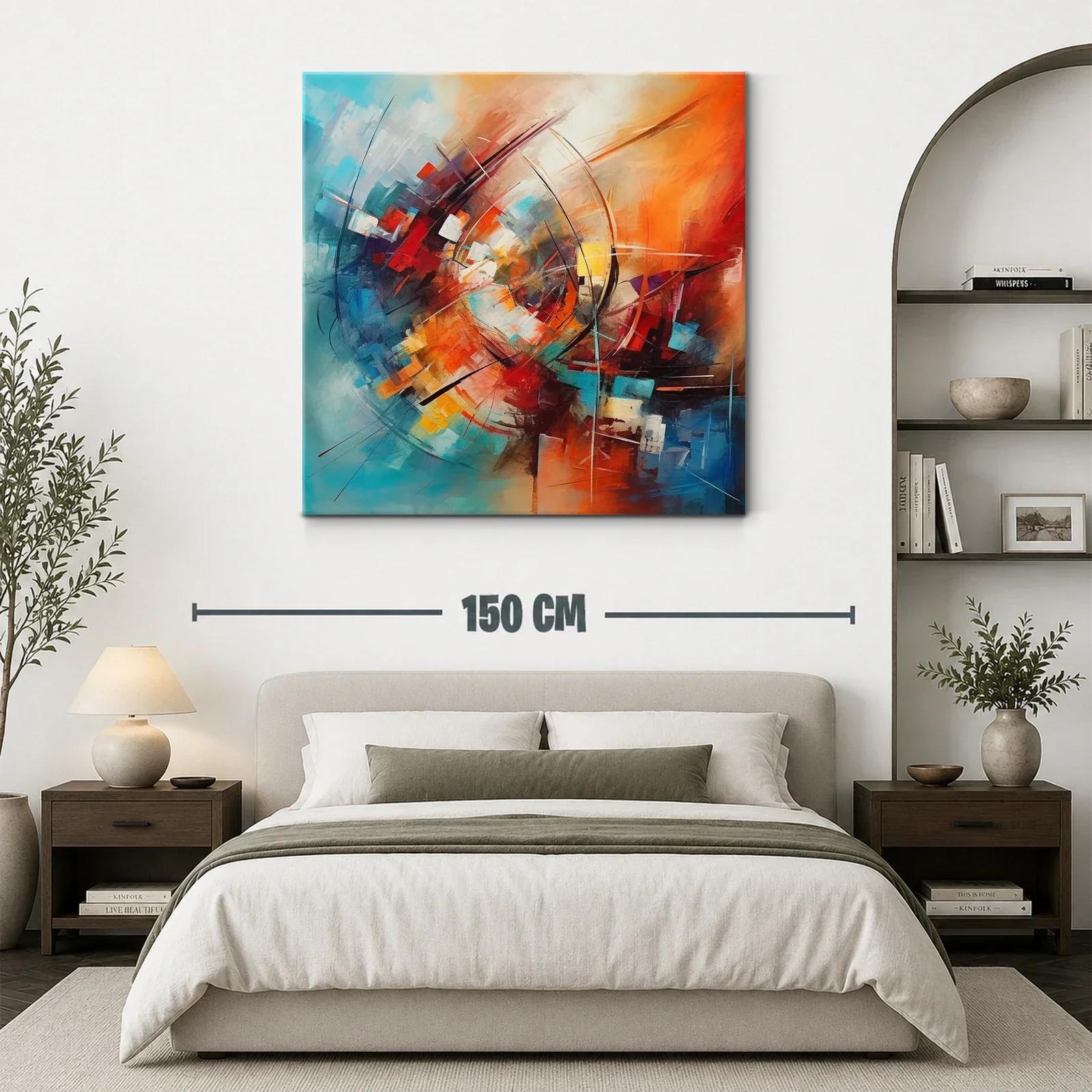 Cuadro abstracto en tonos vibrantes y formas dinámicas — miniatura 3