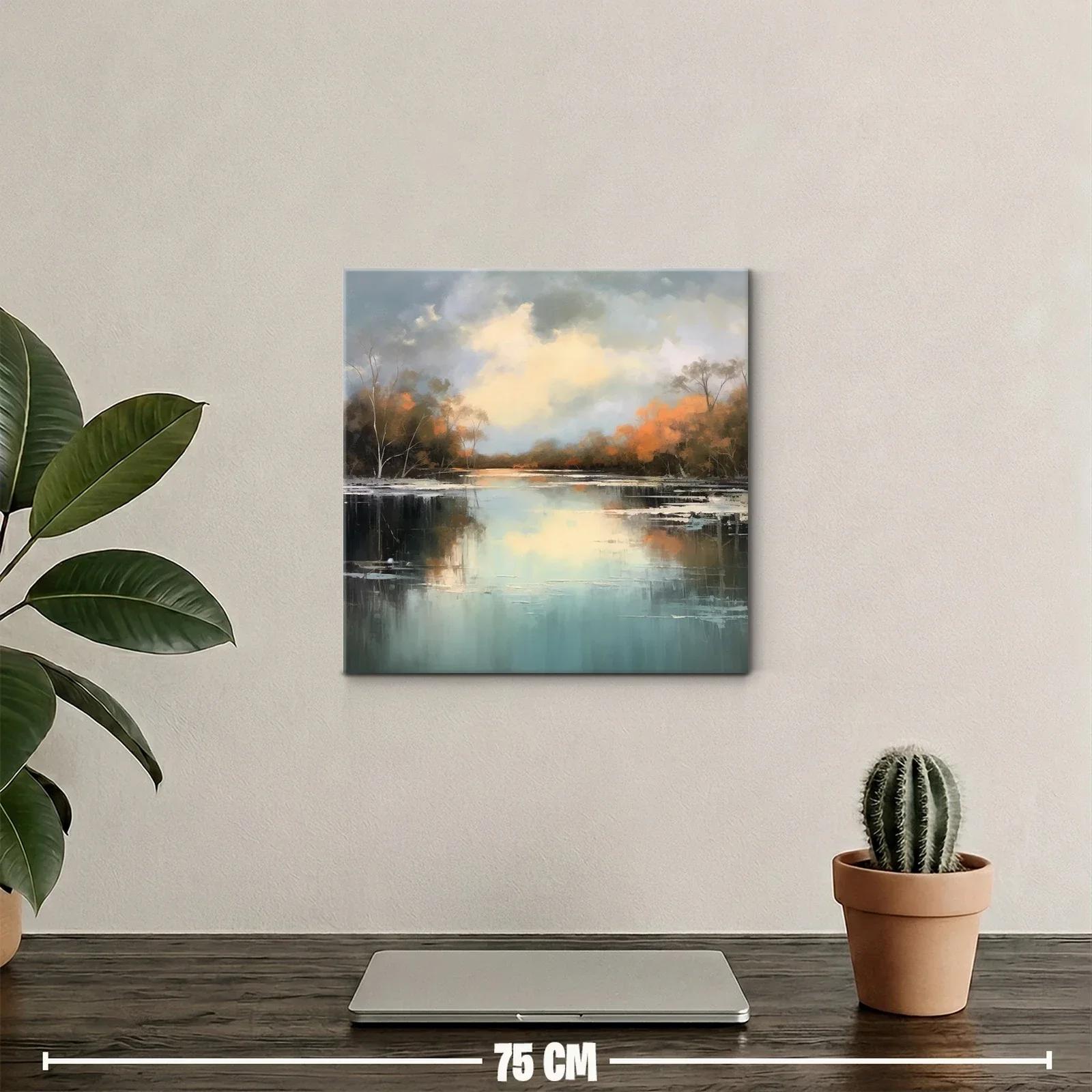 Paisaje sereno con reflejos otoñales en lago tranquilo — miniatura 2