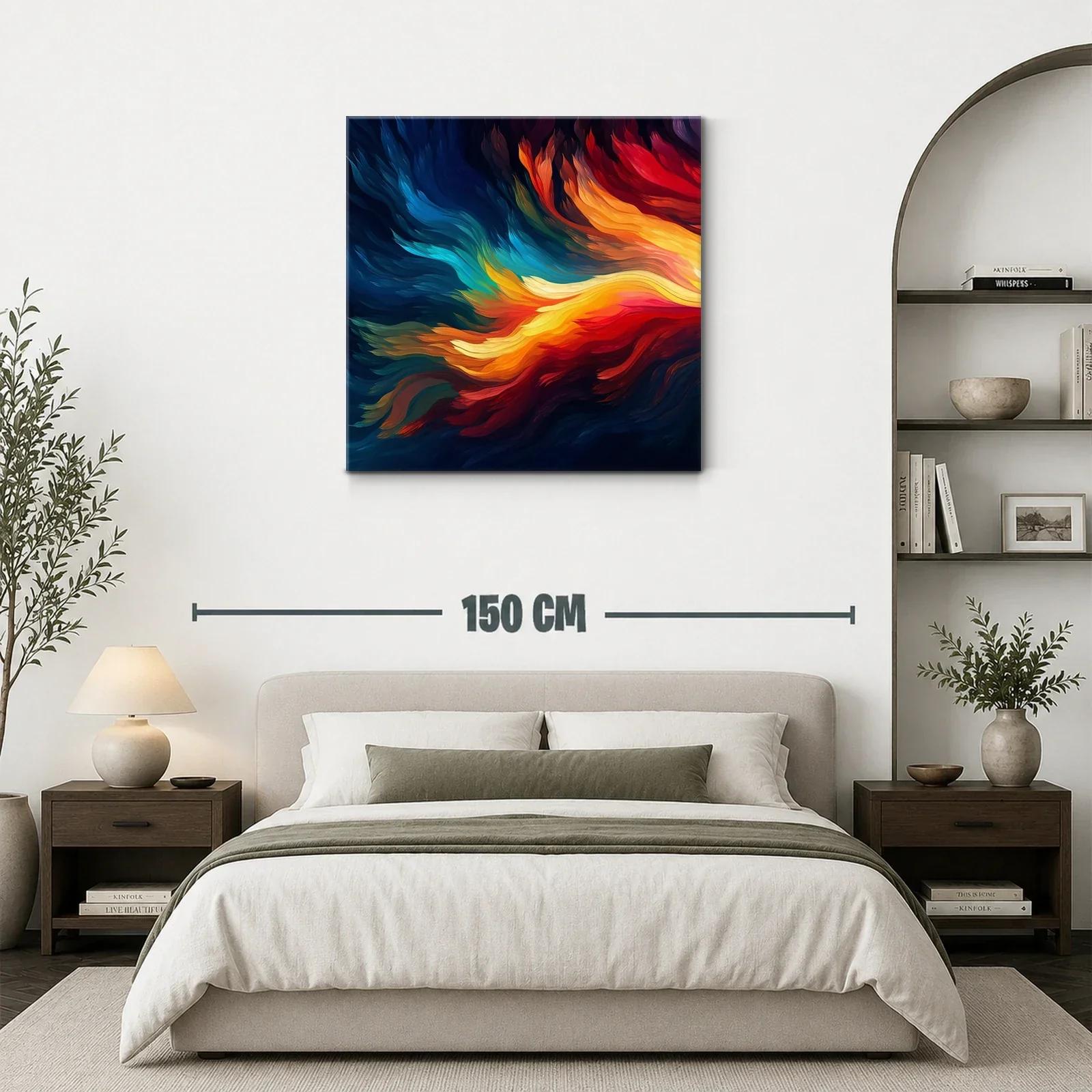 Cuadro abstracto con llamas en tonos vibrantes y dinámicos — miniatura 3