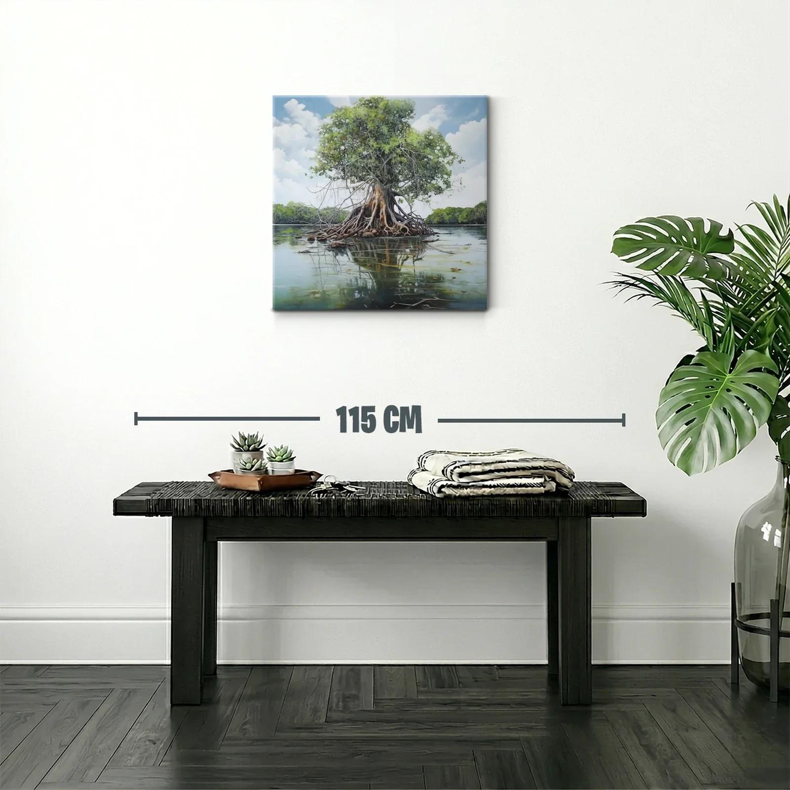 Árbol solitario con raíces expuestas en aguas tranquilas — miniatura 2