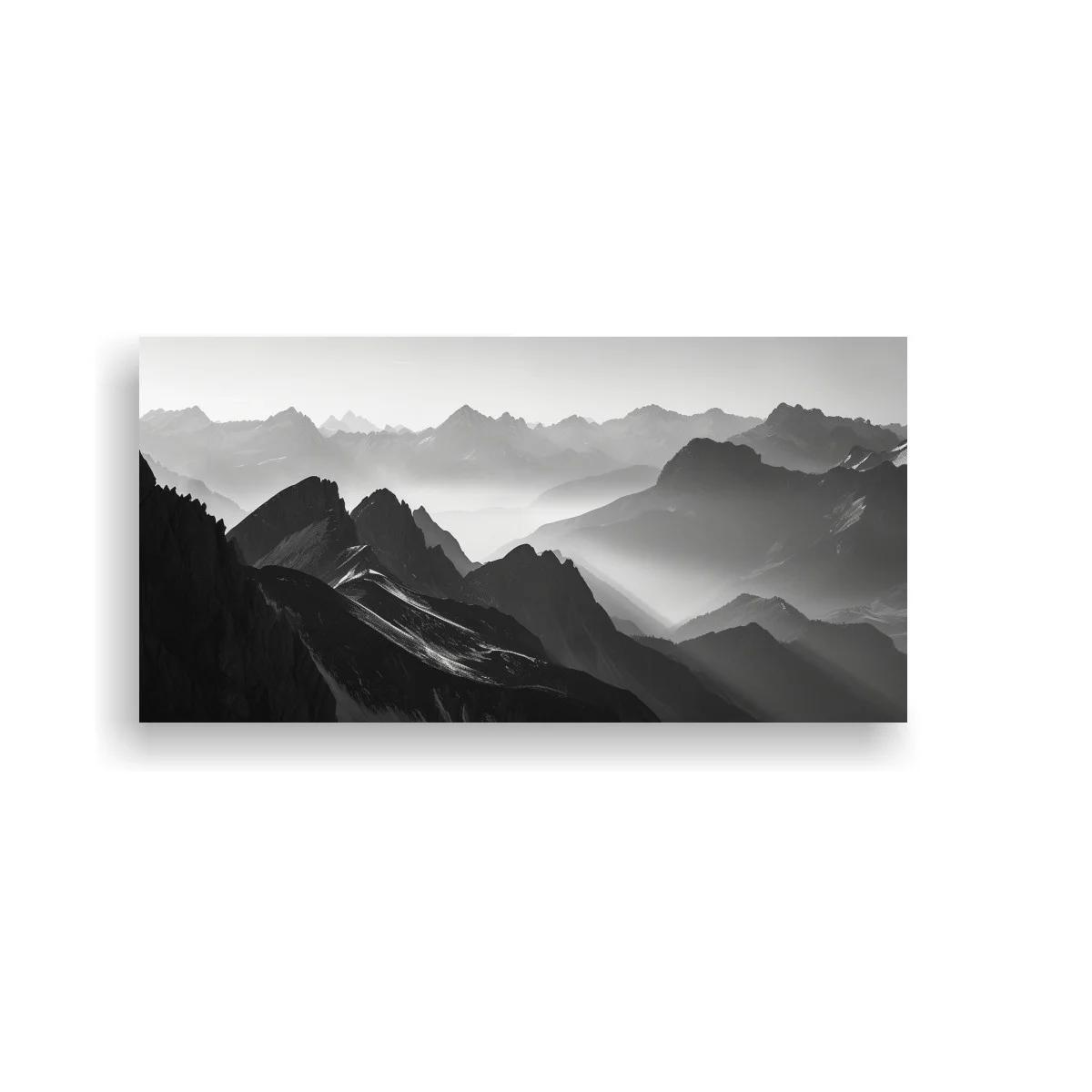 Cuadro cordillera de montañas en bruma