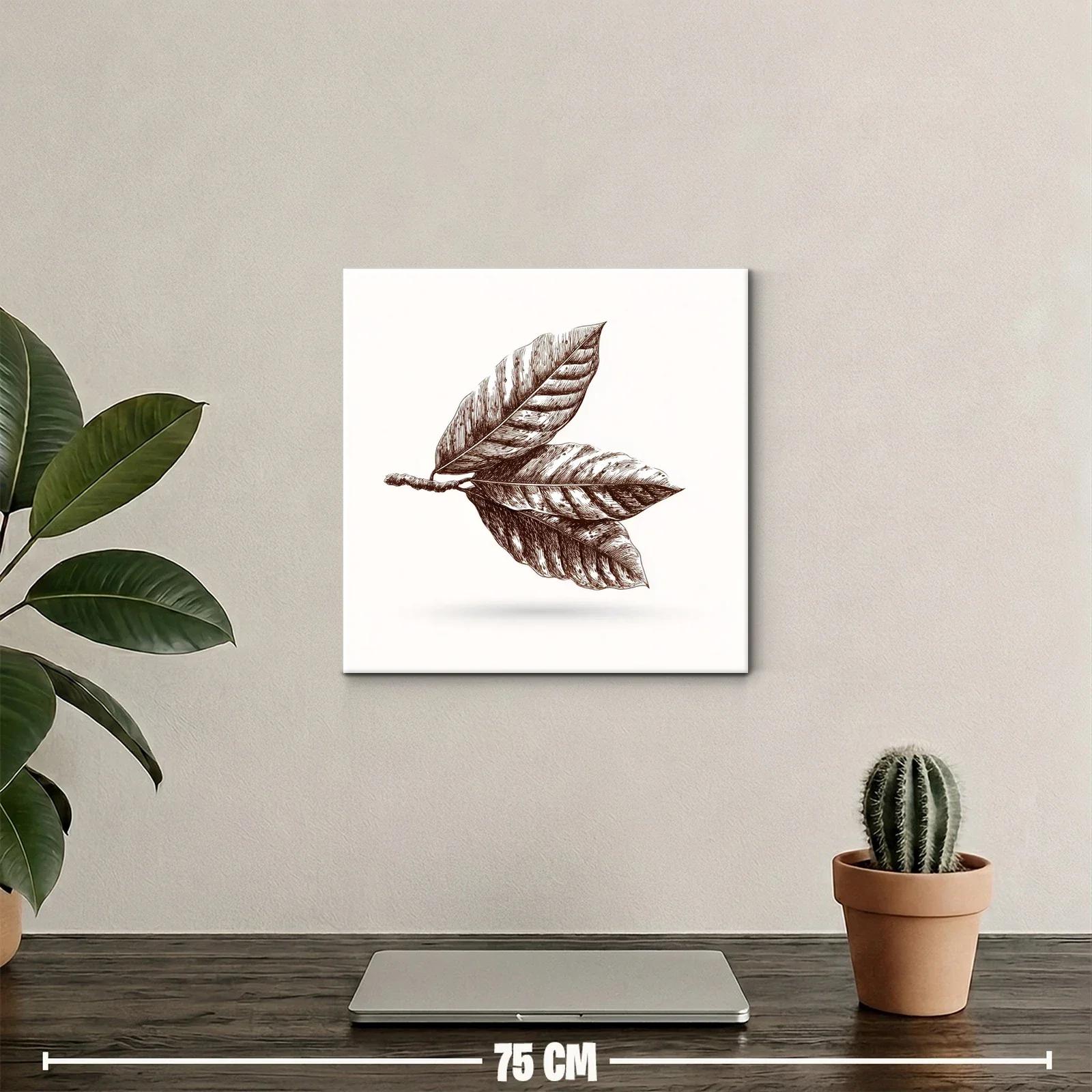 Elegante dibujo botánico de hojas en tonos sepia — miniatura 2