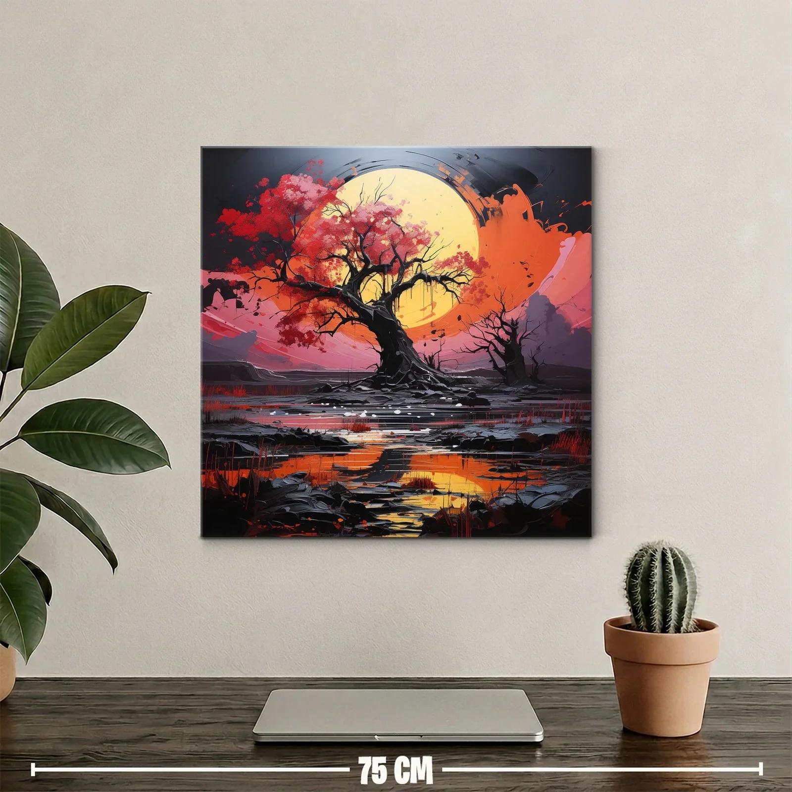 Árbol esplendoroso con luna llena y reflejos vibrantes — miniatura 2