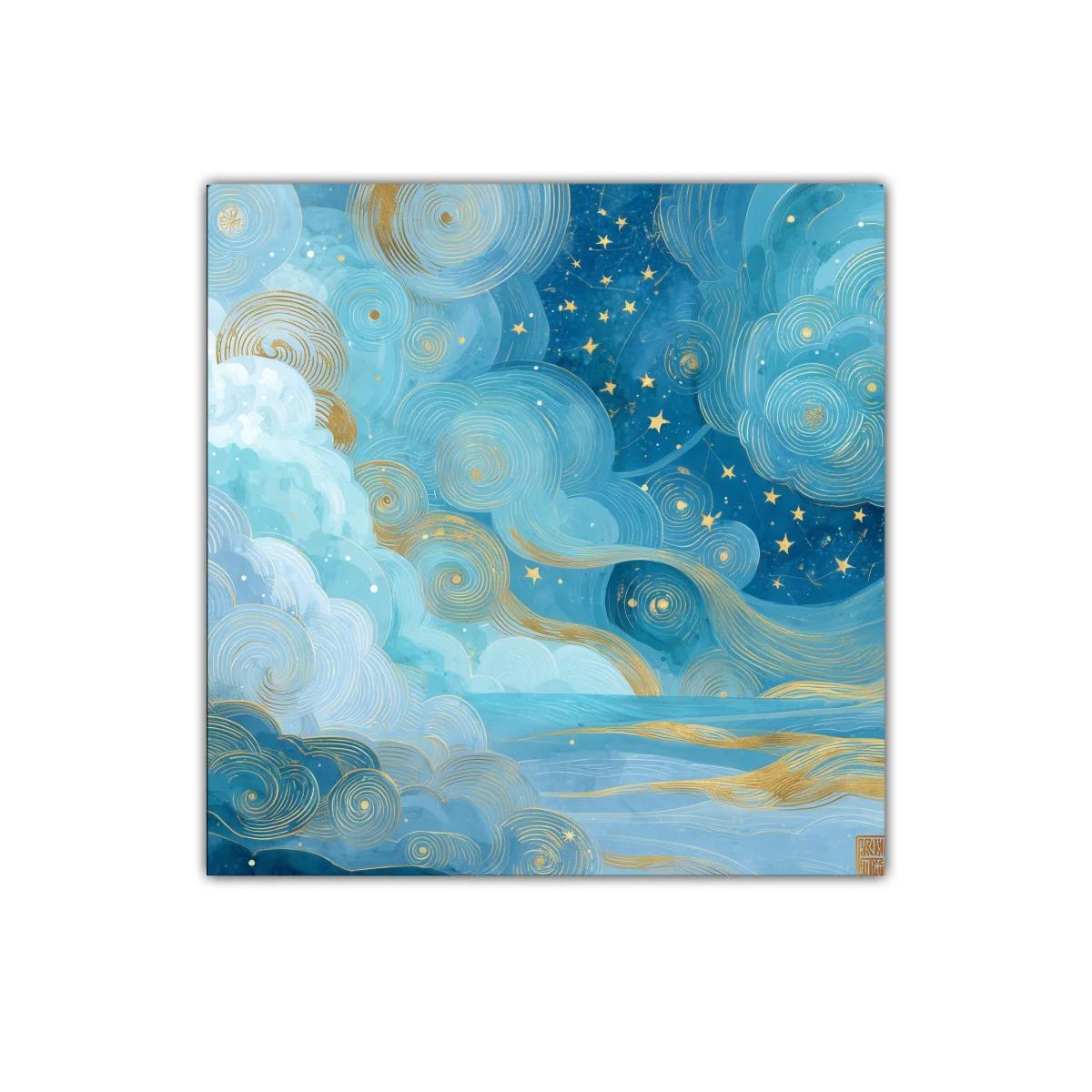 Encanto celestial en tonos azules con detalles dorados