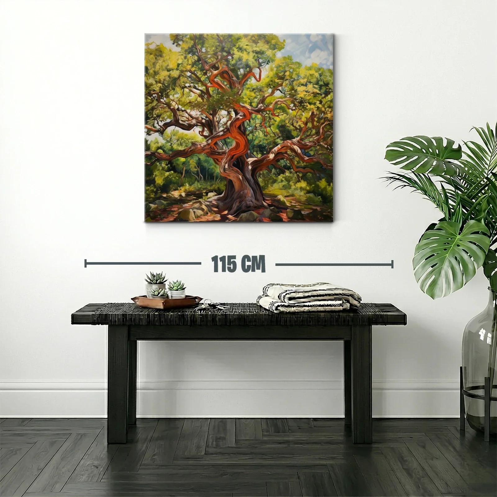 Árbol con ramas sinuosas y follaje exuberante en tonos verdes — miniatura 2