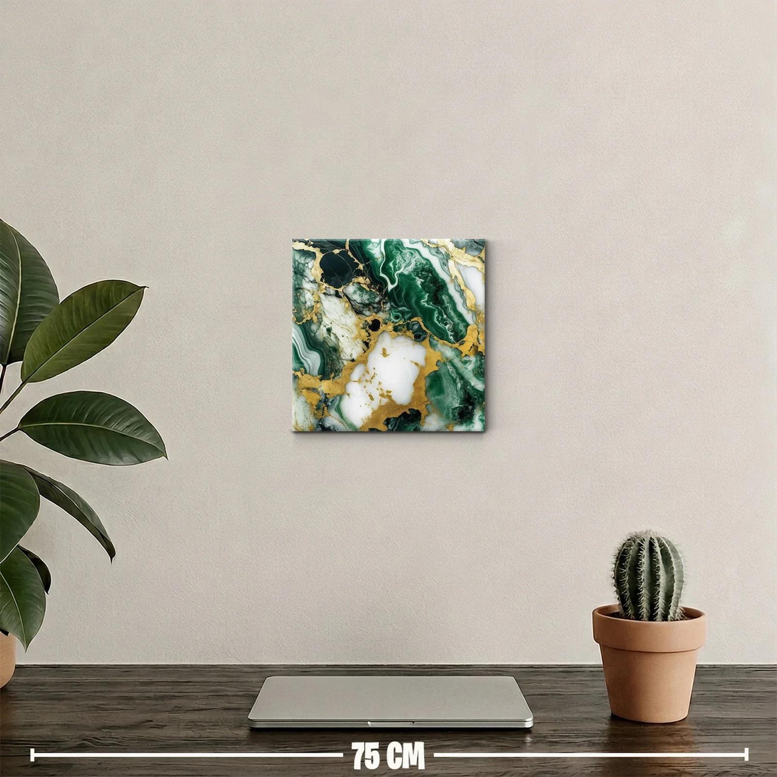 Cuadro decorativo con efecto marmolado en verde y dorado — miniatura 2