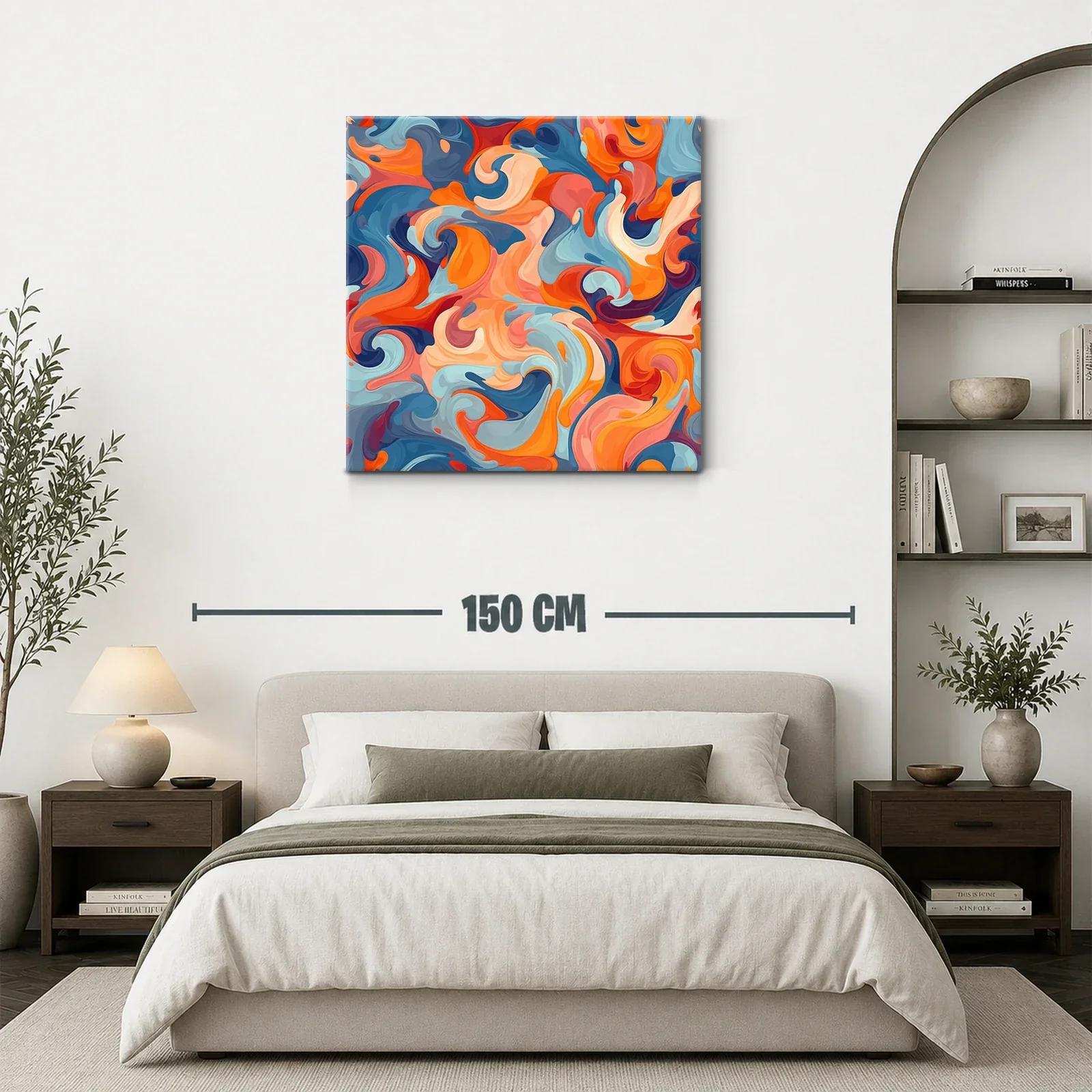 Cuadro abstracto en vibrantes tonos cálidos y fríos — miniatura 3