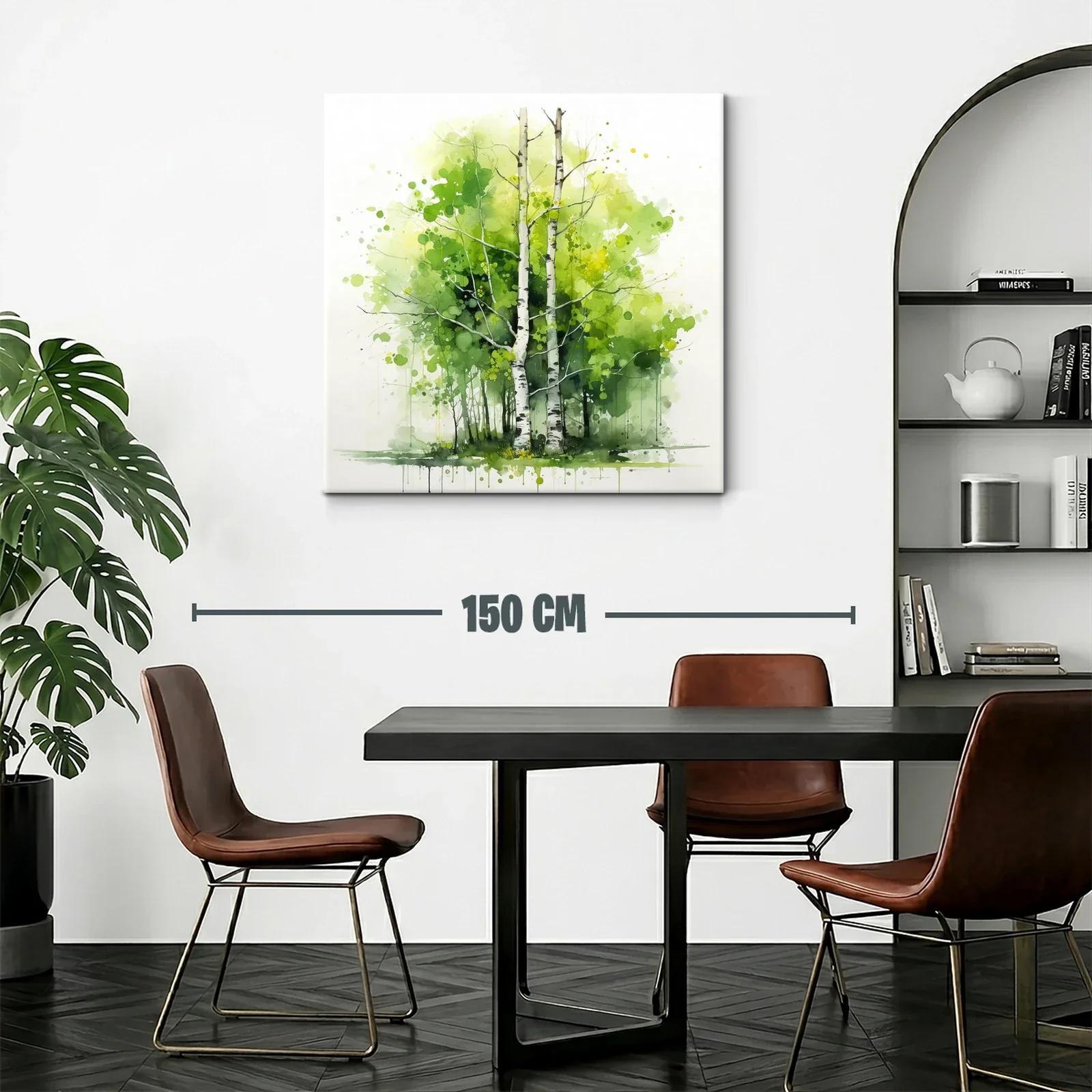 Bosque de abedules en tonos verdes y amarillos — miniatura 2