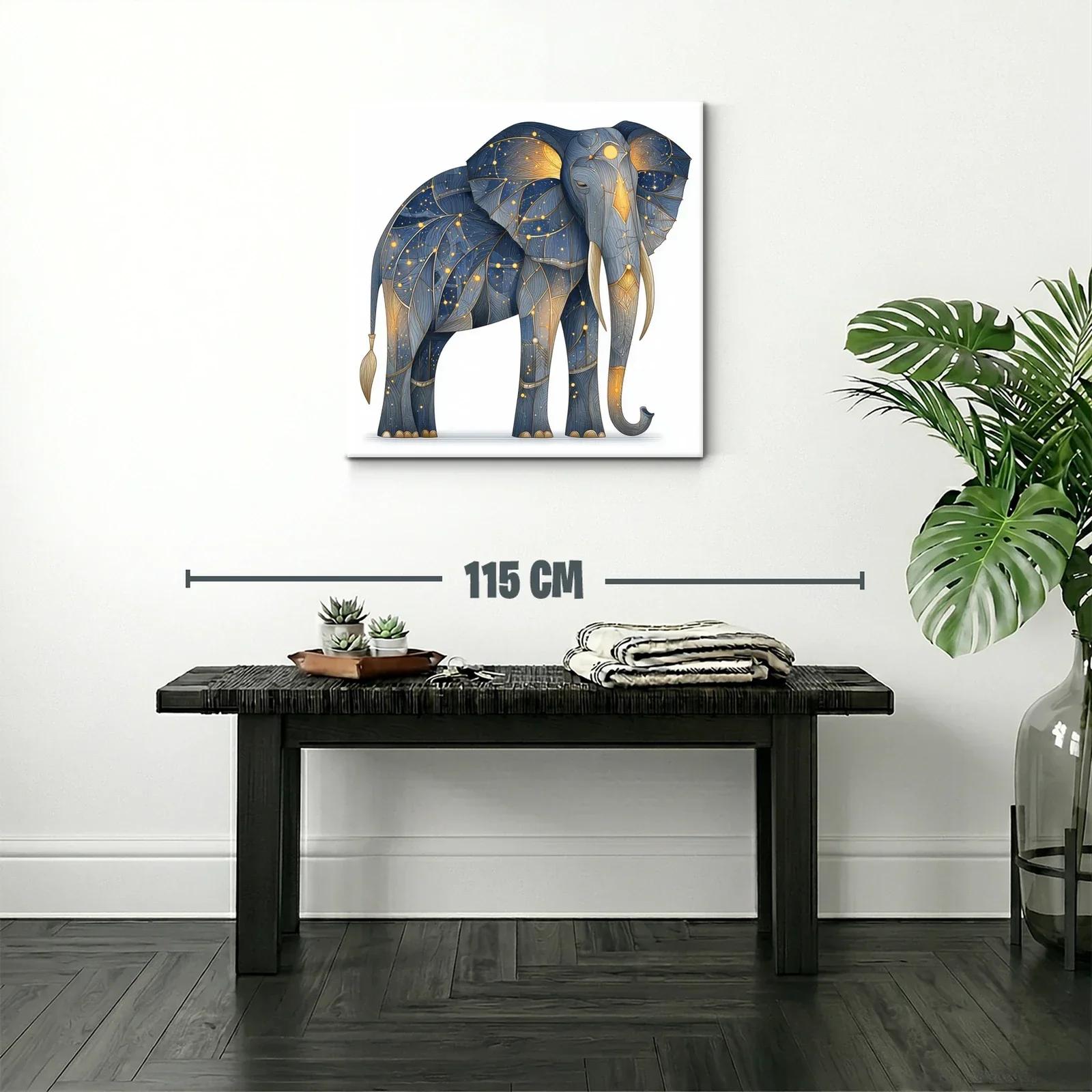 Elefante místico con constelaciones doradas y azul noche — miniatura 2