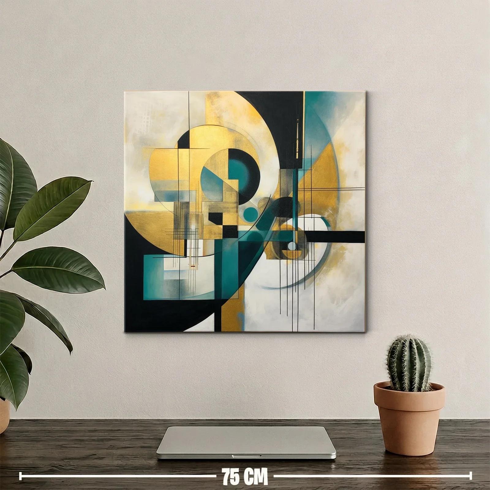 Composición abstracta en tonos oro y turquesa — miniatura 2