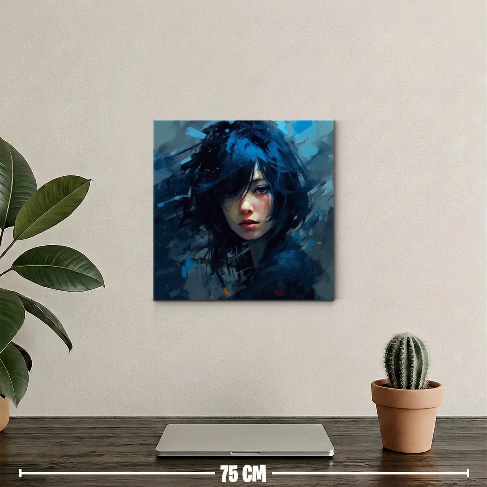 Retrato femenino con tonos azules y atmósfera intensa — miniatura 2