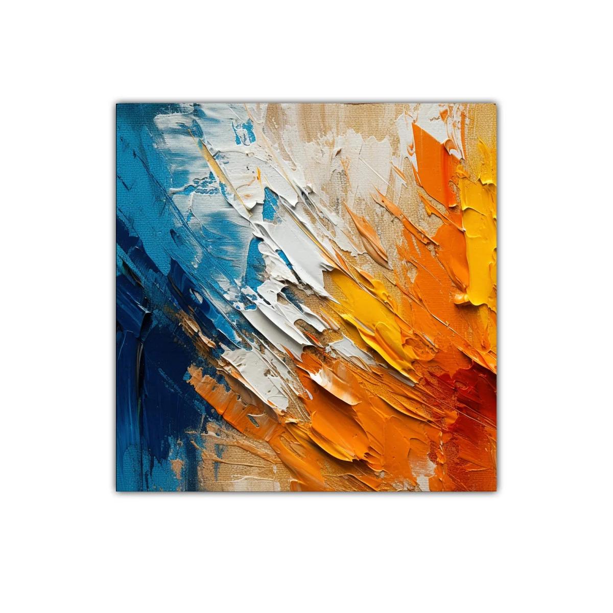 Composición abstracta vibrante en tonos cálidos y fríos
