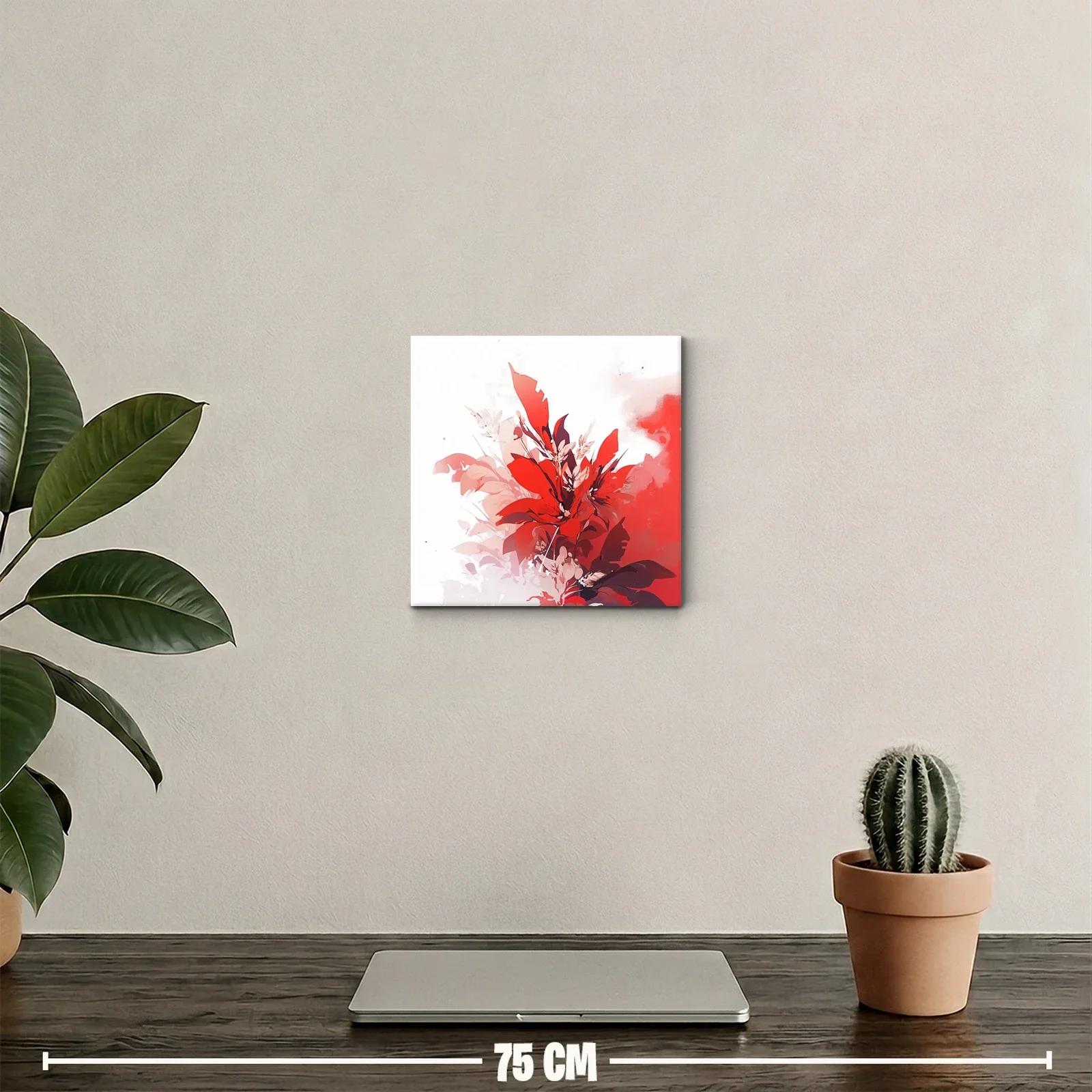 Cuadro decorativo con flores rojas y diseño abstracto moderno — miniatura 2