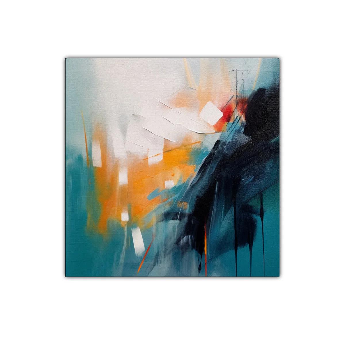 Cuadro abstracto con vibrantes tonos cálidos y fríos