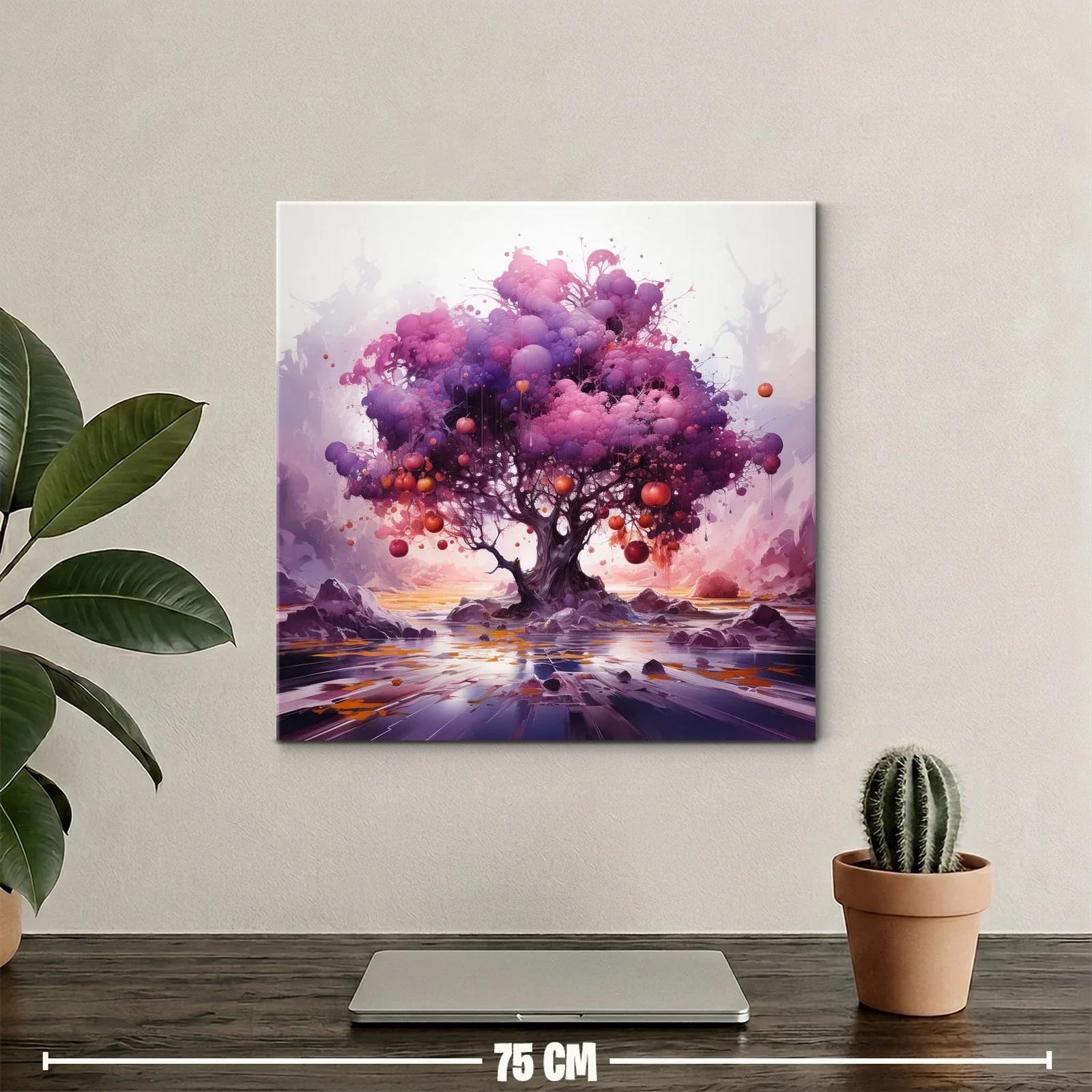 Árbol mágico en tonos morados con frutos naranjas vibrantes — miniatura 2
