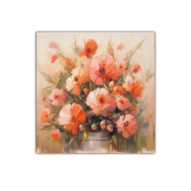 Cuadro decorativo con ramo de flores en tonos cálidos