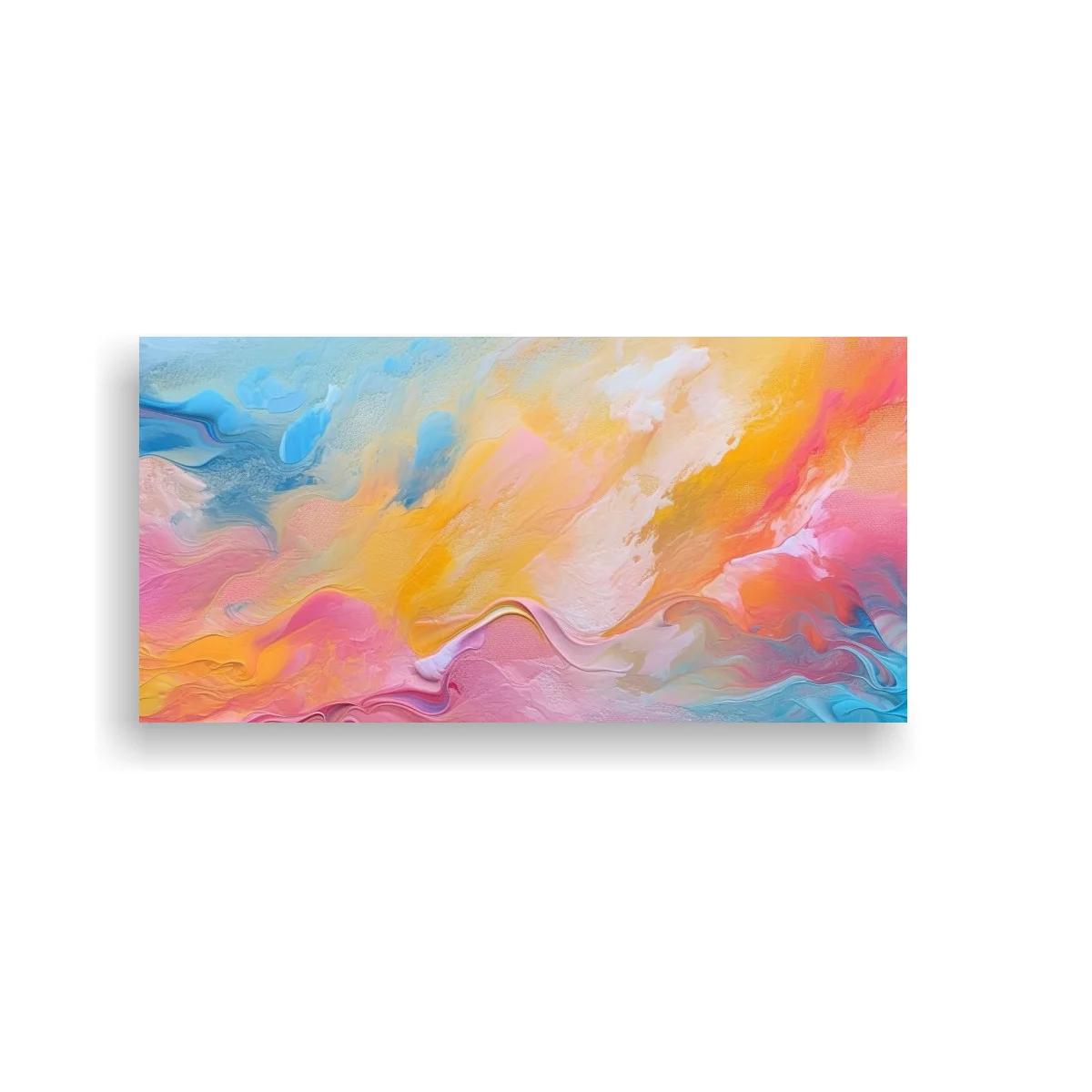 Cuadro abstracción fluida multicolor con franjas onduladas
