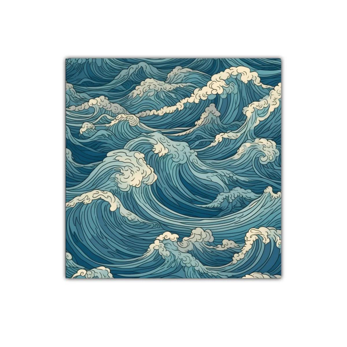 Cuadro de olas marinas en tonos azules y blancos — imagen principal