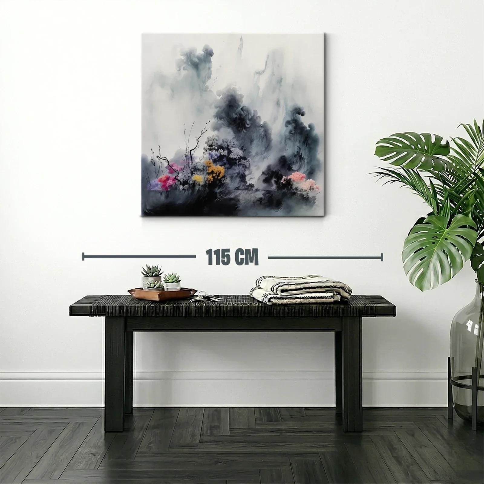 Paisaje Abstracto con Flores y Nubes en Tonos Suaves — miniatura 2