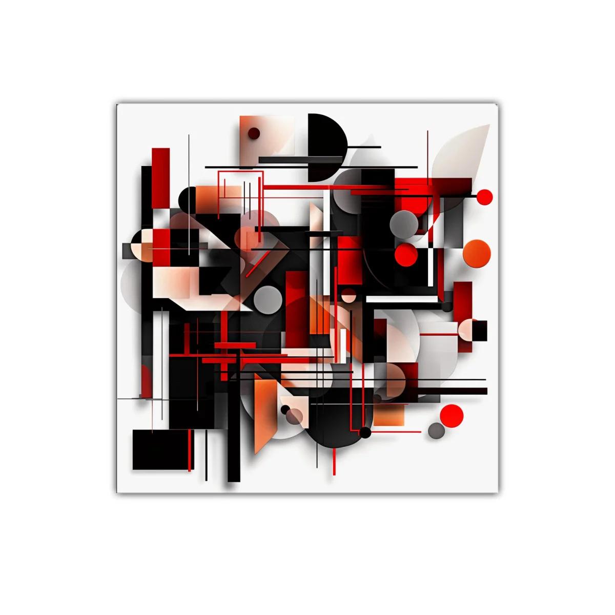 Composición geométrica abstracta en tonos rojo y negro — imagen principal