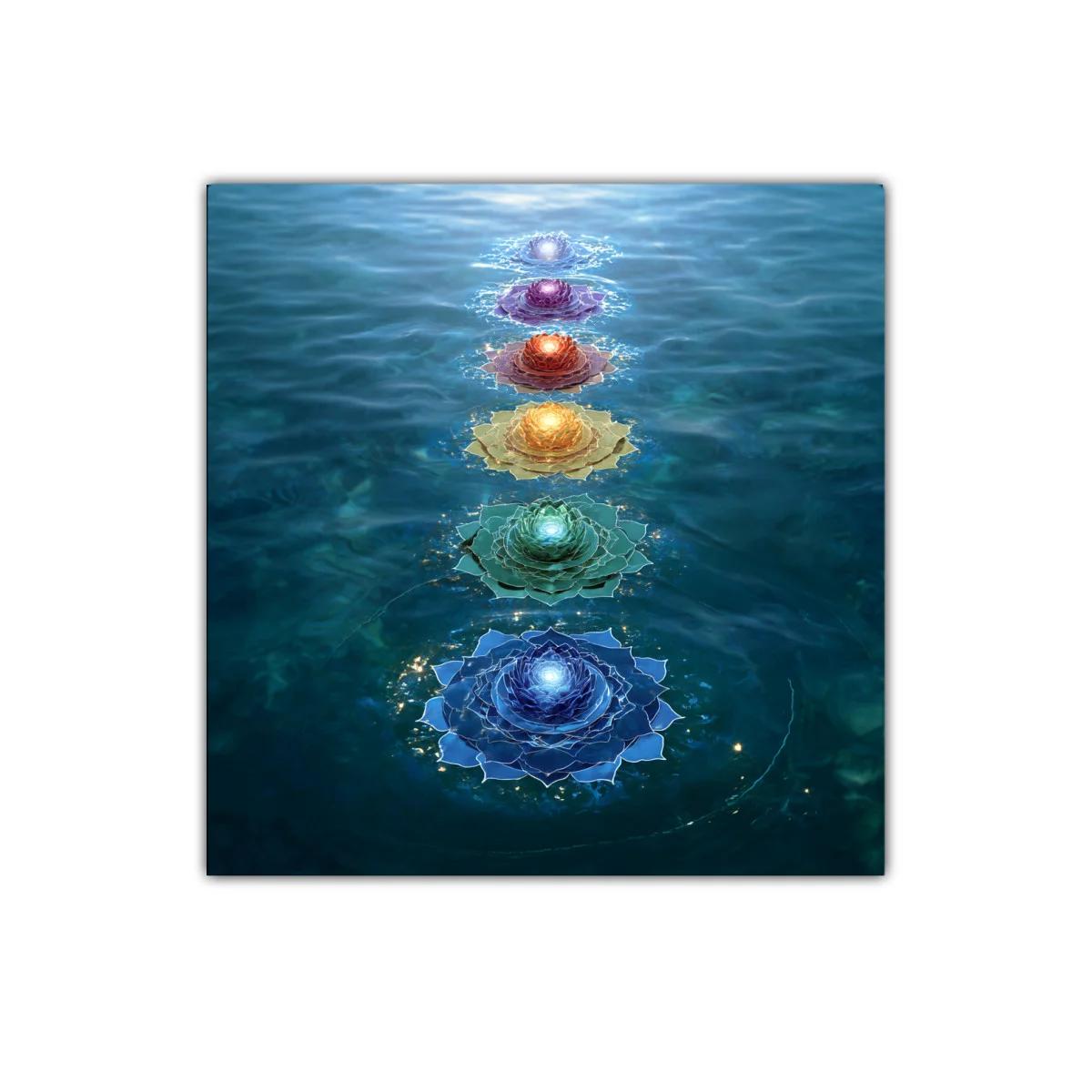 Flores de loto multicolor flotando en agua serena — imagen principal