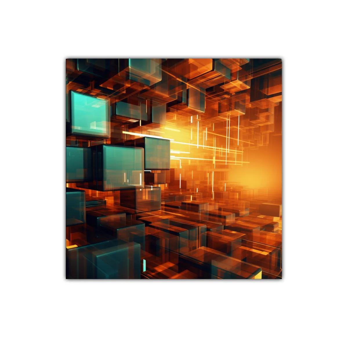 Composición abstracta de cubos translúcidos con luz cálida — miniatura 1