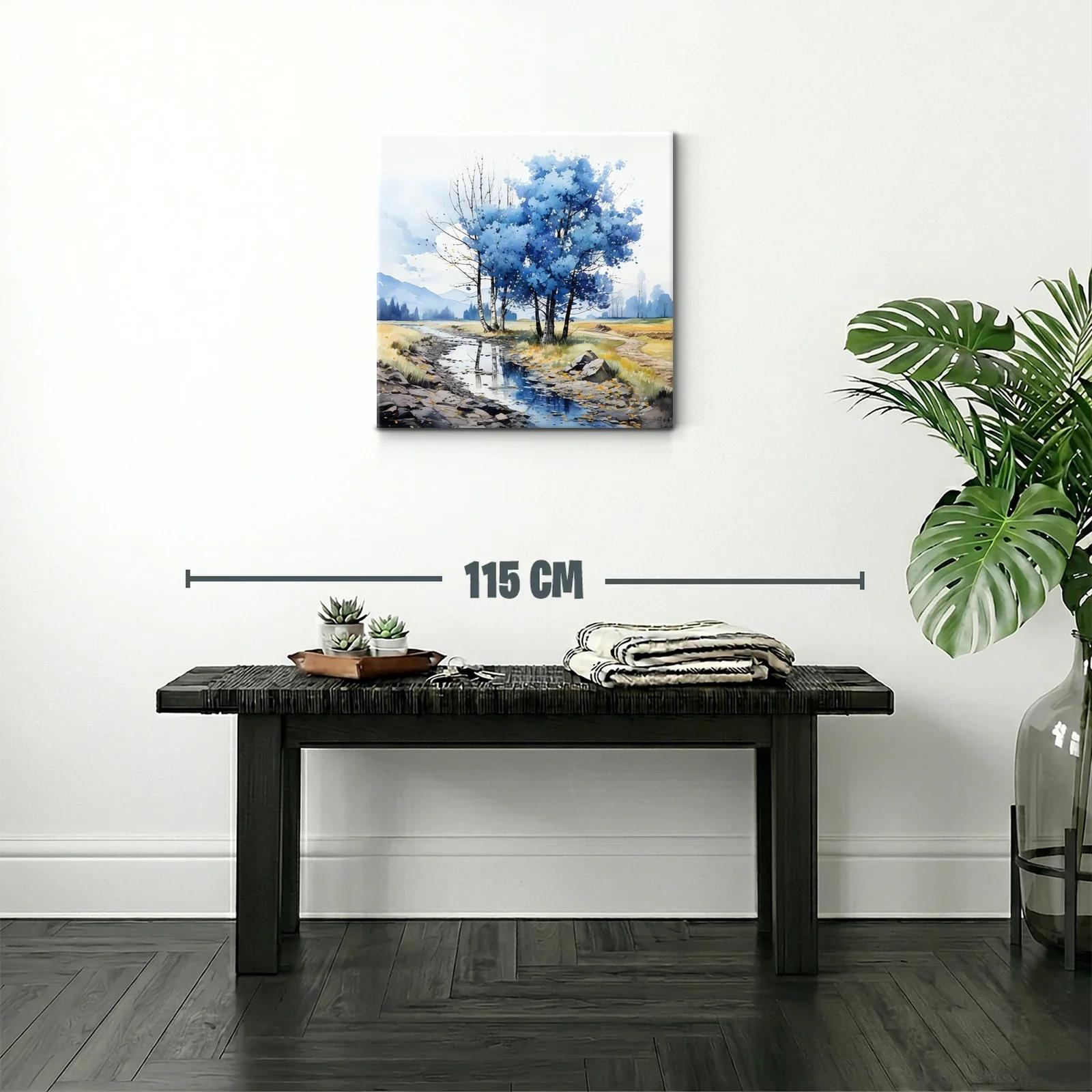 Paisaje sereno con árboles azules junto al riachuelo — miniatura 2