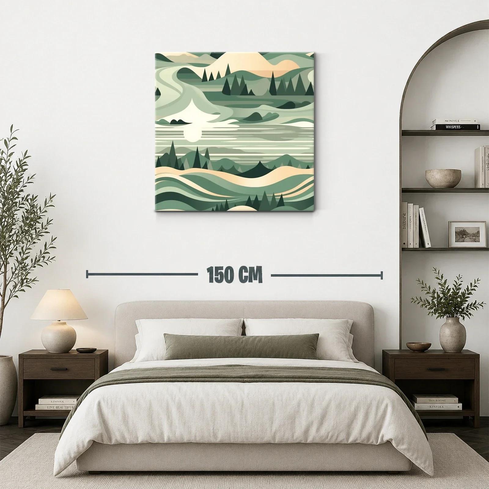 Paisaje abstracto en tonos verdes y beige — miniatura 3