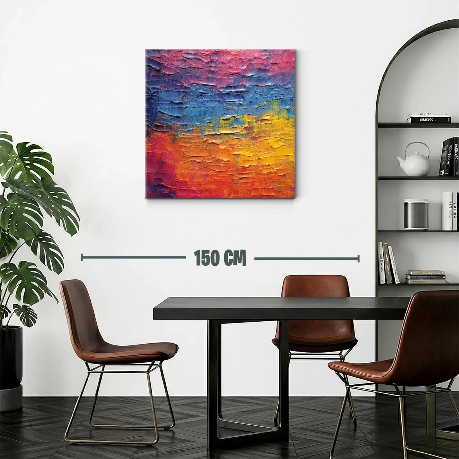 Cuadro abstracto con vibrantes tonos cálidos y fríos — miniatura 2