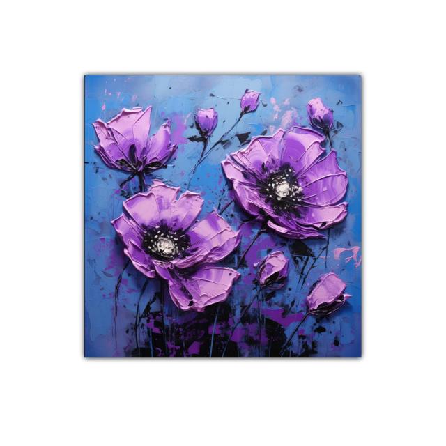 Flores Violetas Vibrantes en Fondo Azul Profundo