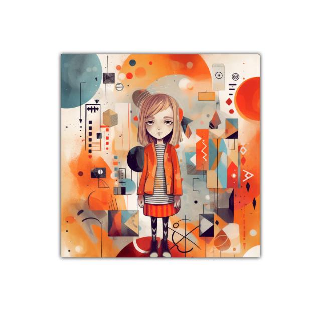 Retrato con estilo geométrico y colores vibrantes